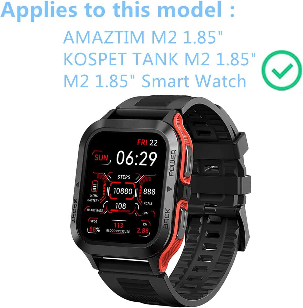 Protector de pantalla compatible con AMAZTIM M2 (paquete de 6) Película transparente PET de cobertura completa compatible con KOSPET M2 1.85″ Smart