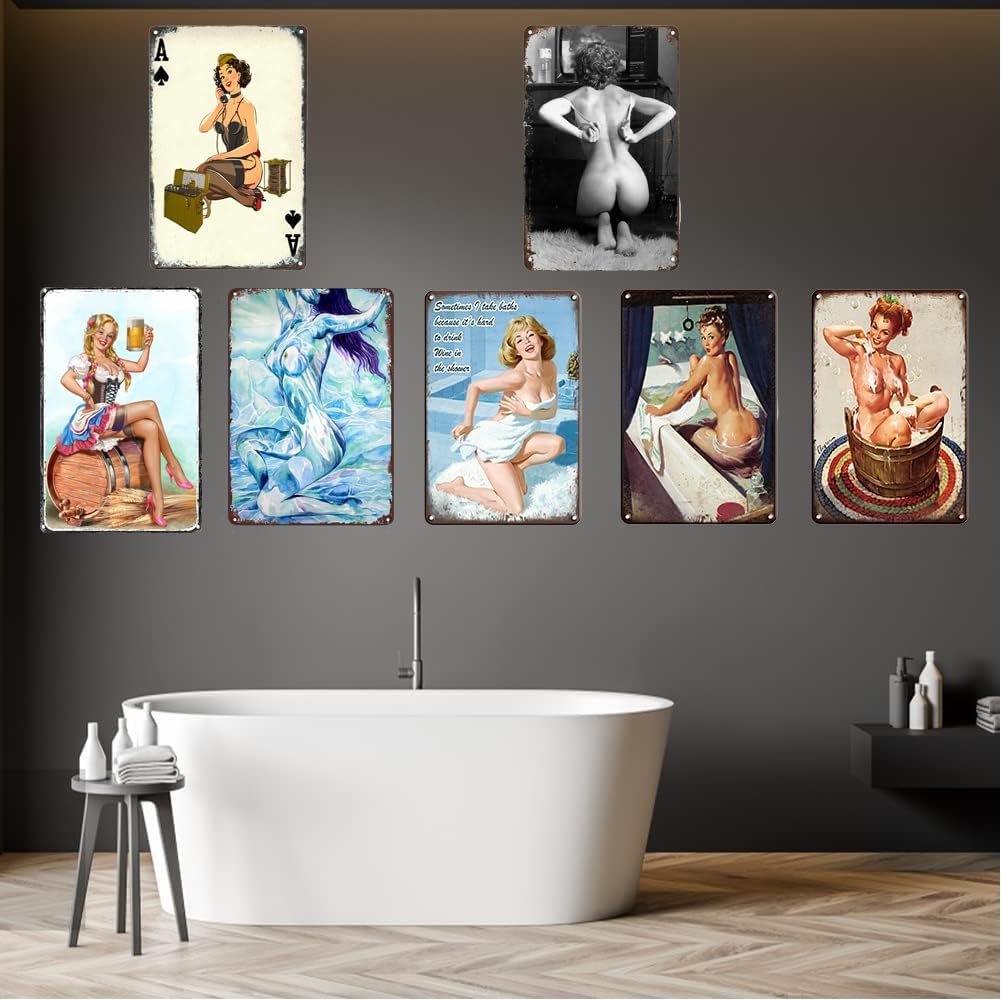 Placa de póster con texto en inglés “Pinup Girl” de estilo vintage para mujer, estilo vintage, para el hogar, bar, club, baño, hombre, cueva,