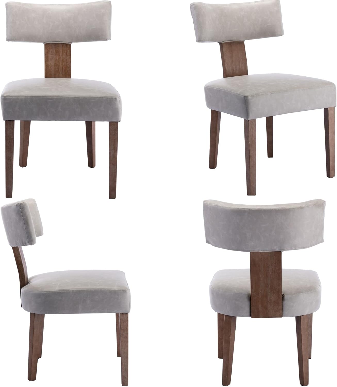 Juego de 2 sillas de comedor modernas, cómodas sillas laterales tapizadas con patas de madera, sillas de comedor de piel sintética con respaldo