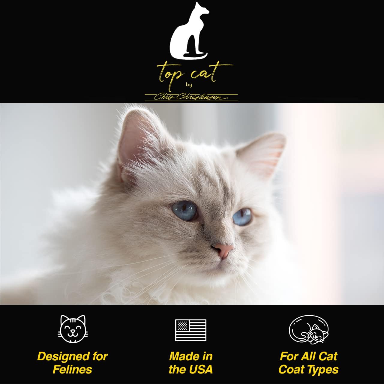 Chris Christensen Top Cat – Champú de lavado facial para gatos, novio como un profesional, suave y sin lágrimas, sin sulfatos y jabón, 8 onzas