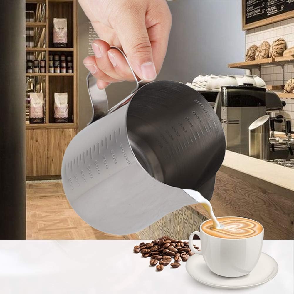 Jarra de leche de 34 onzas33.8 fl oz, jarra de espuma de leche, espumador de leche, jarra de leche para café, taza de vaporizador, taza de café de
