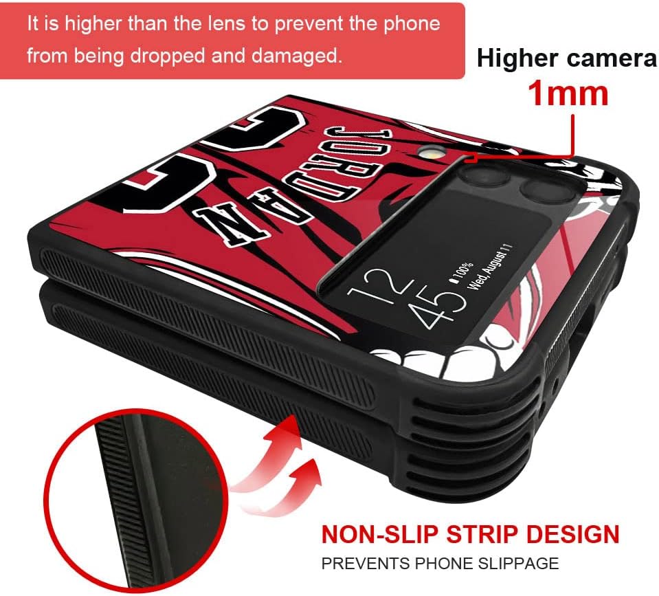 Funda compatible con Galaxy Z Flip 3 5G, Jugador de baloncesto 36 Galaxy Z Flip 3 5G para niños y hombres, funda de TPU suave a prueba de golpes