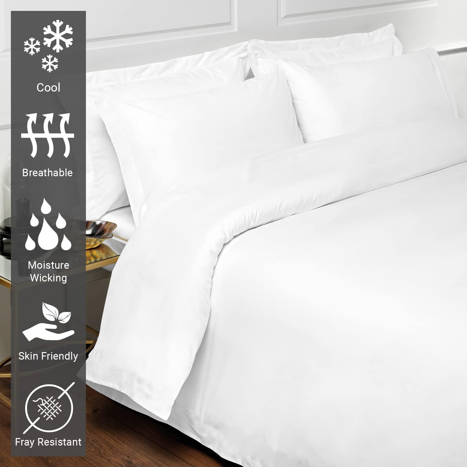 Juego de funda de edredón de 3 piezas de 800 hilos con 2 fundas de almohada, 100% algodón de fibra larga para cama de tamaño King de gran tamaño (98