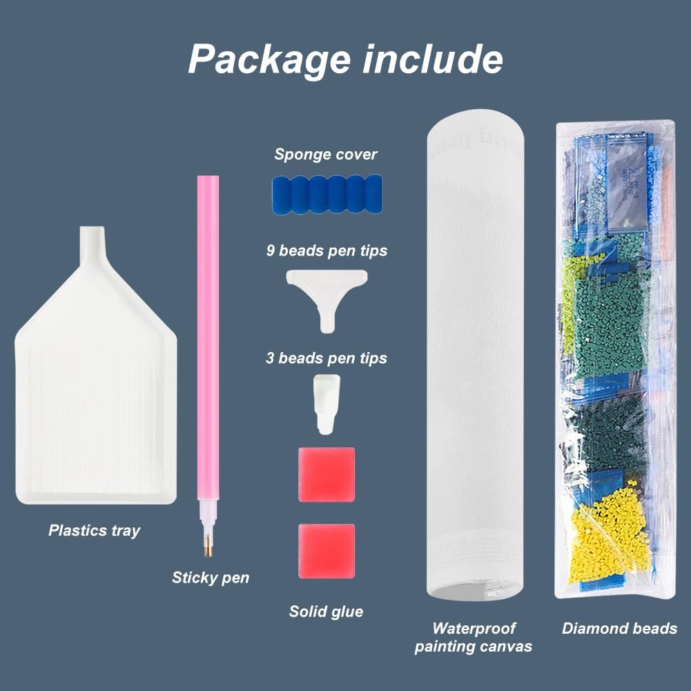 Stalente Kits de pintura de diamantes para adultos, kits de arte de diamantes 5D para principiantes, pintura de diamante redonda para decoración de