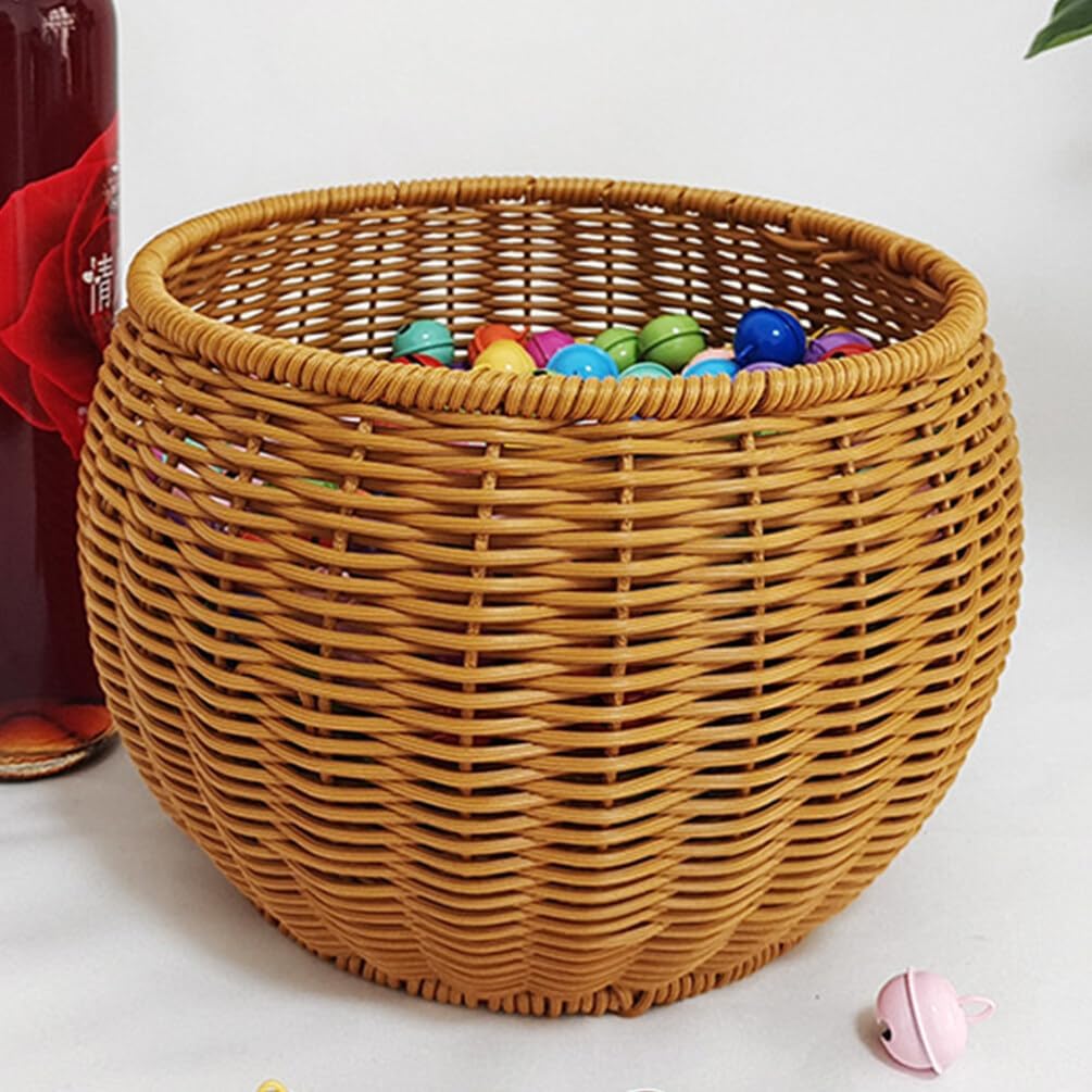 UPKOCH Cesta redonda de ratán para frutas, cesta tejida a mano, cesta de mimbre, organizador de mimbre, cesta de almacenamiento, cesta de basura,