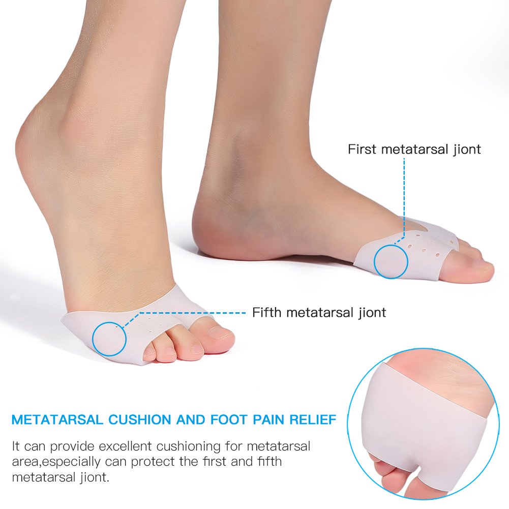 FILFEEL Almohadillas metatarsianas, 1 par de almohadillas de gel para juanetes, plantillas para el antepié, alivio del dolor neuroma, previene