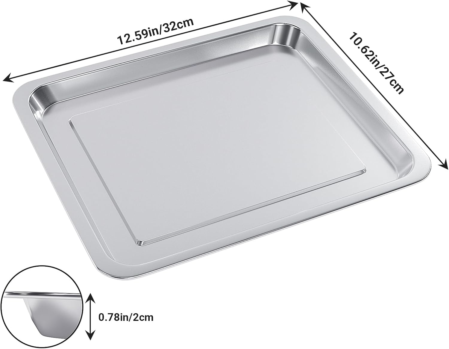 Bandeja para hornear de acero inoxidable compatible con bandeja de horno tostadora Cuisinart, adecuada para freidora de aire Cuisinart TOA-060 y