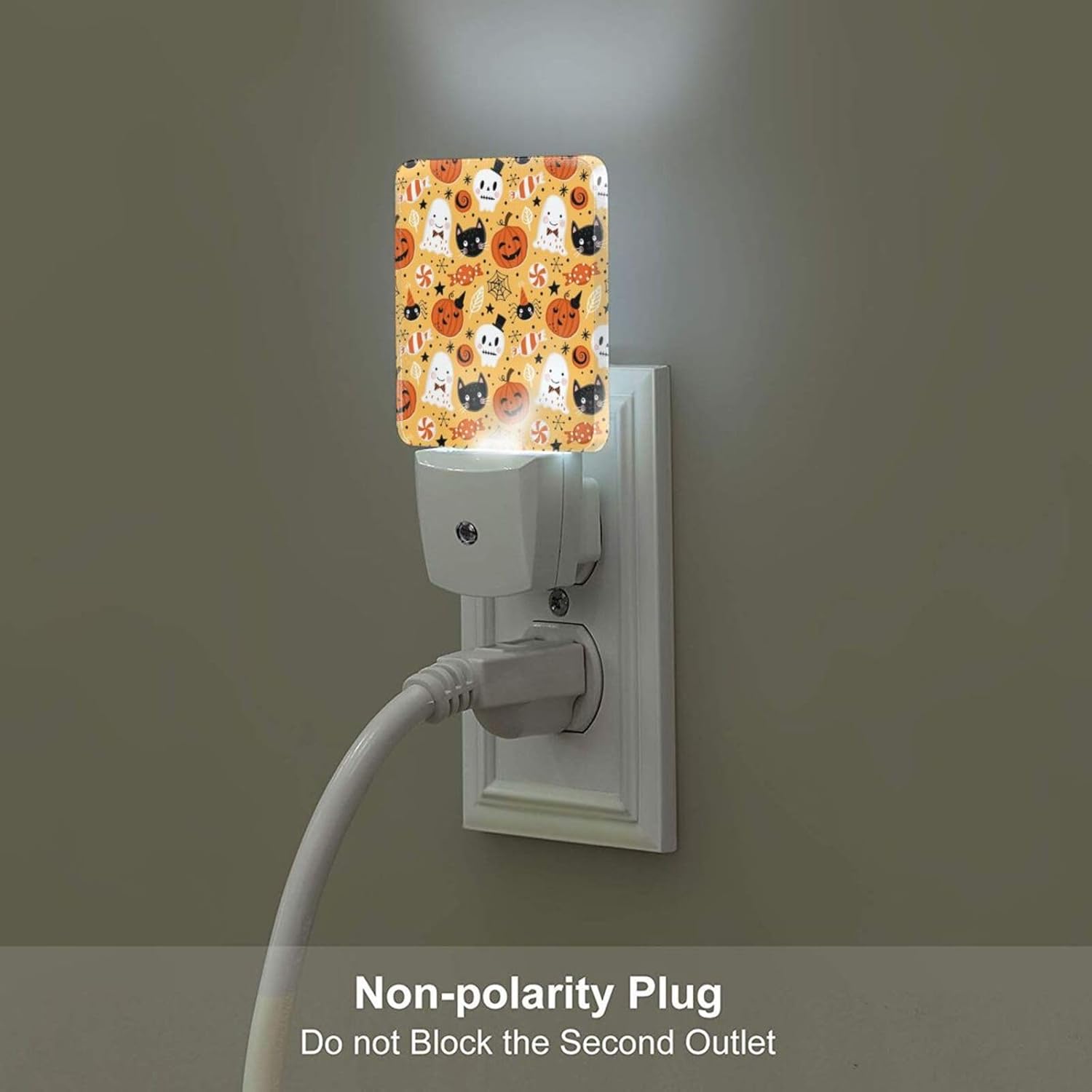 Luz nocturna de Halloween, gato, fantasma, calabaza, luz nocturna con enchufe, luz nocturna LED impresa para niños, proyector de luz nocturna LED