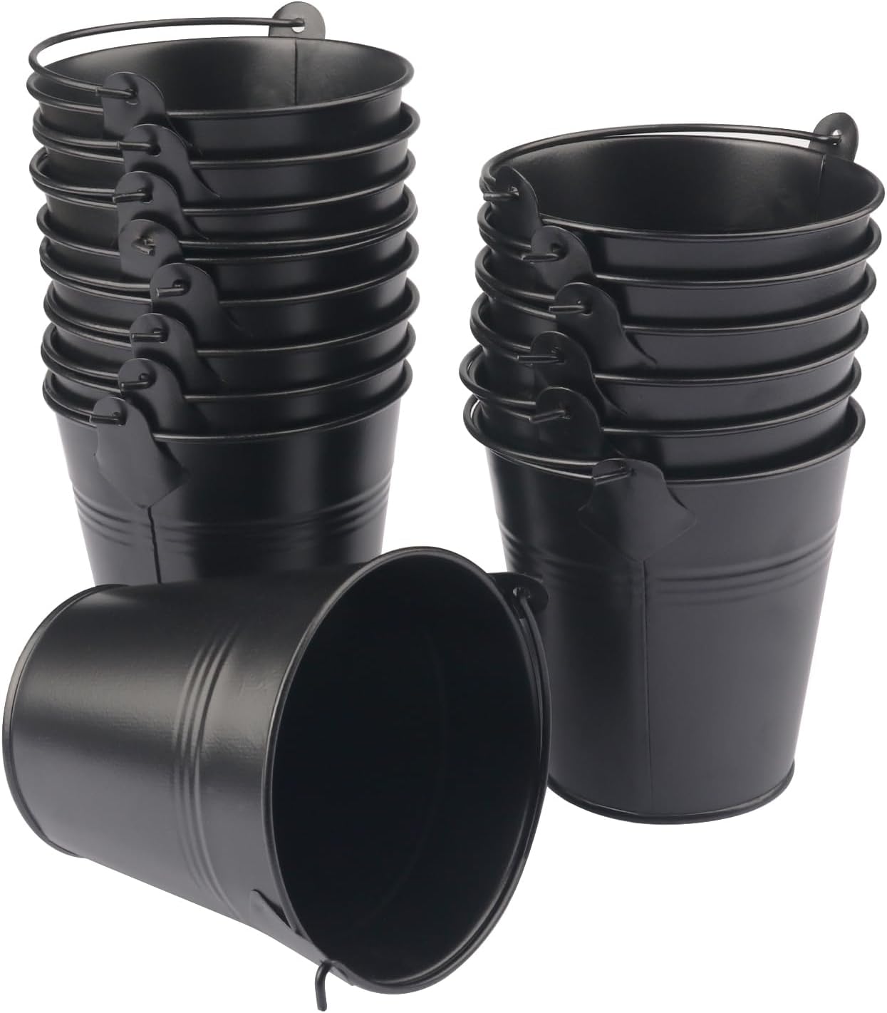 Paquete de 15 cubos de hierro negro de 4 pulgadas, cubos de metal con asa, cubo de Pascua, soporte para lápices y macetas, utilizados para