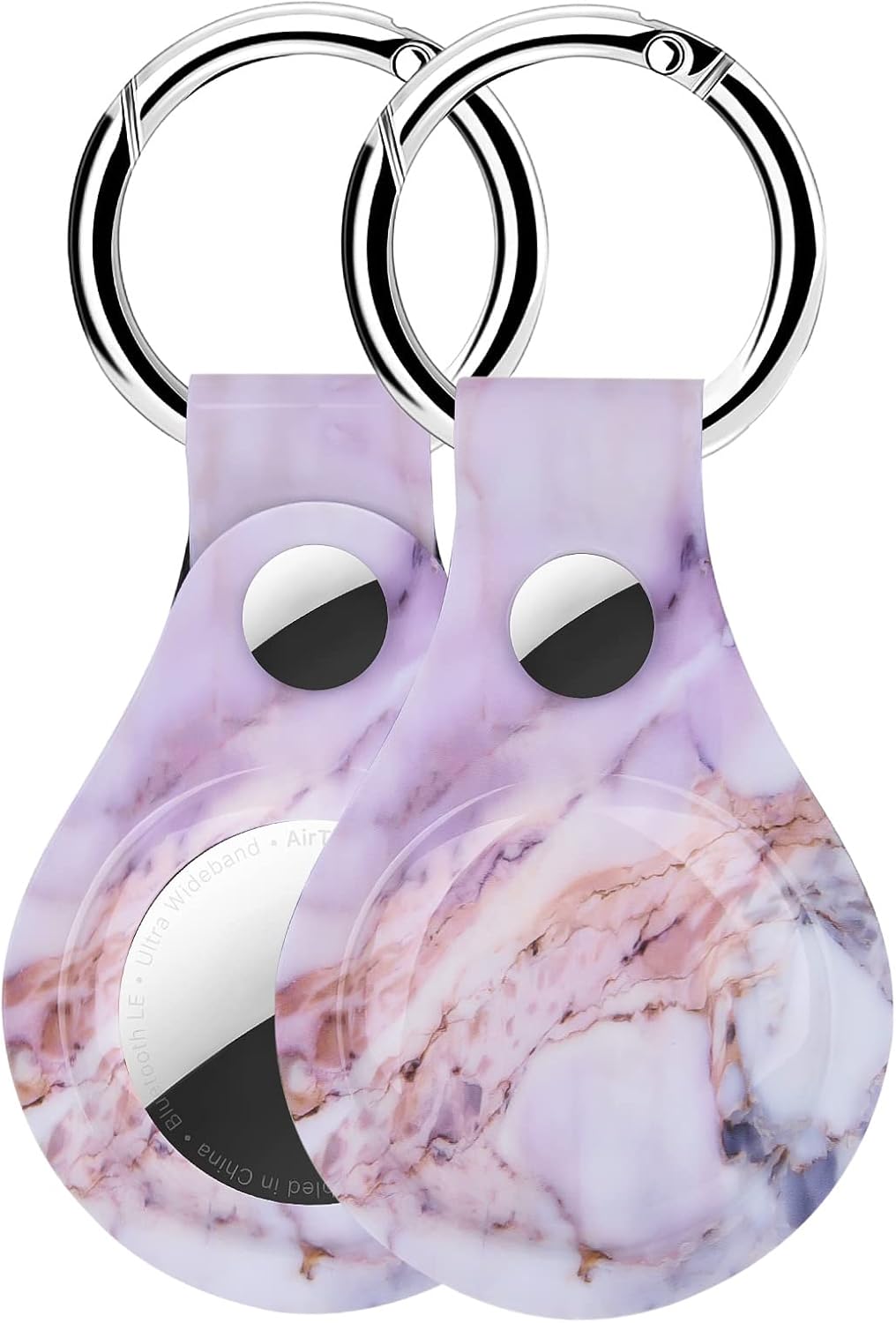 OLEBAND Estuche Airtag,Soporte de llavero Air Tag,Accesorio lindo,Mármol púrpura