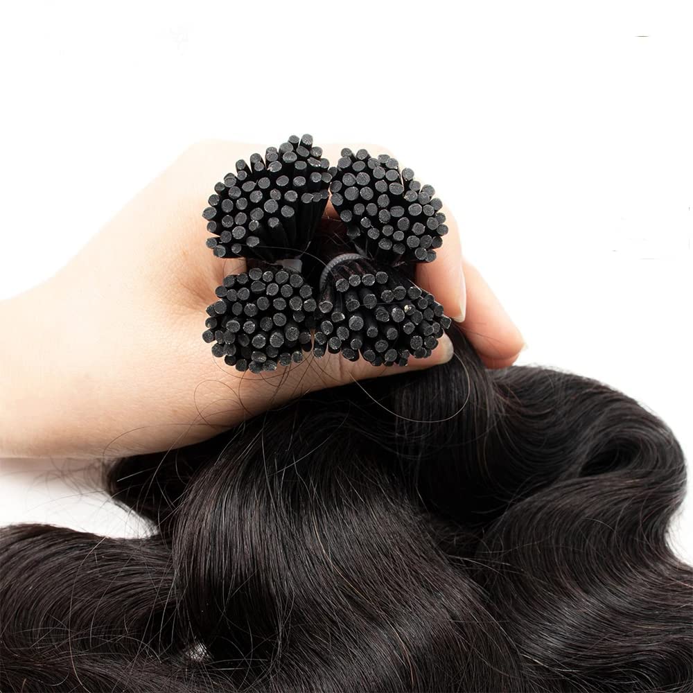 Extensiones de cabello humano real rizado con punta I para mujeres negras, 20 pulgadas, 1.76 ozpaquete, 50 soportes, queratina con punta en I,
