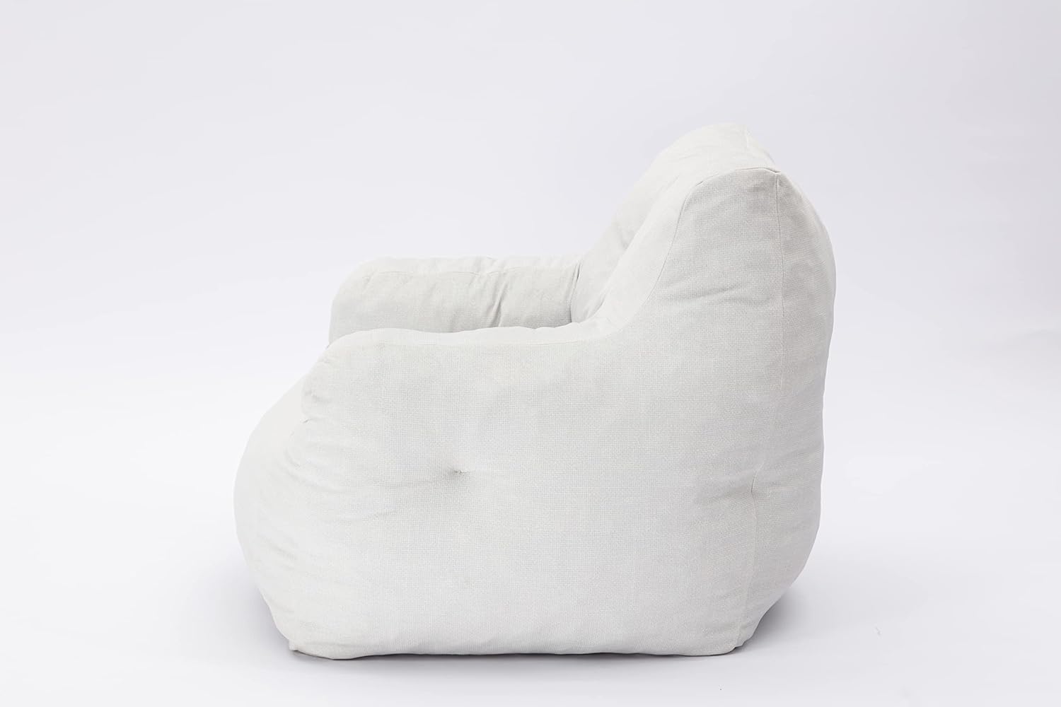Puf, sillón de tela de terciopelo ultra suave para adultos y niños, cómodo sofá de ocio para dormitorio, sala de estar, apartamento, marfil