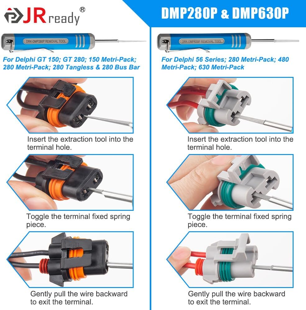 JRready ST5253-22 Kit de herramientas extractoras de pines-22PCS Herramientas de liberación de terminales para Deutsch, AMP, Molex, Delphi, TE, JST,