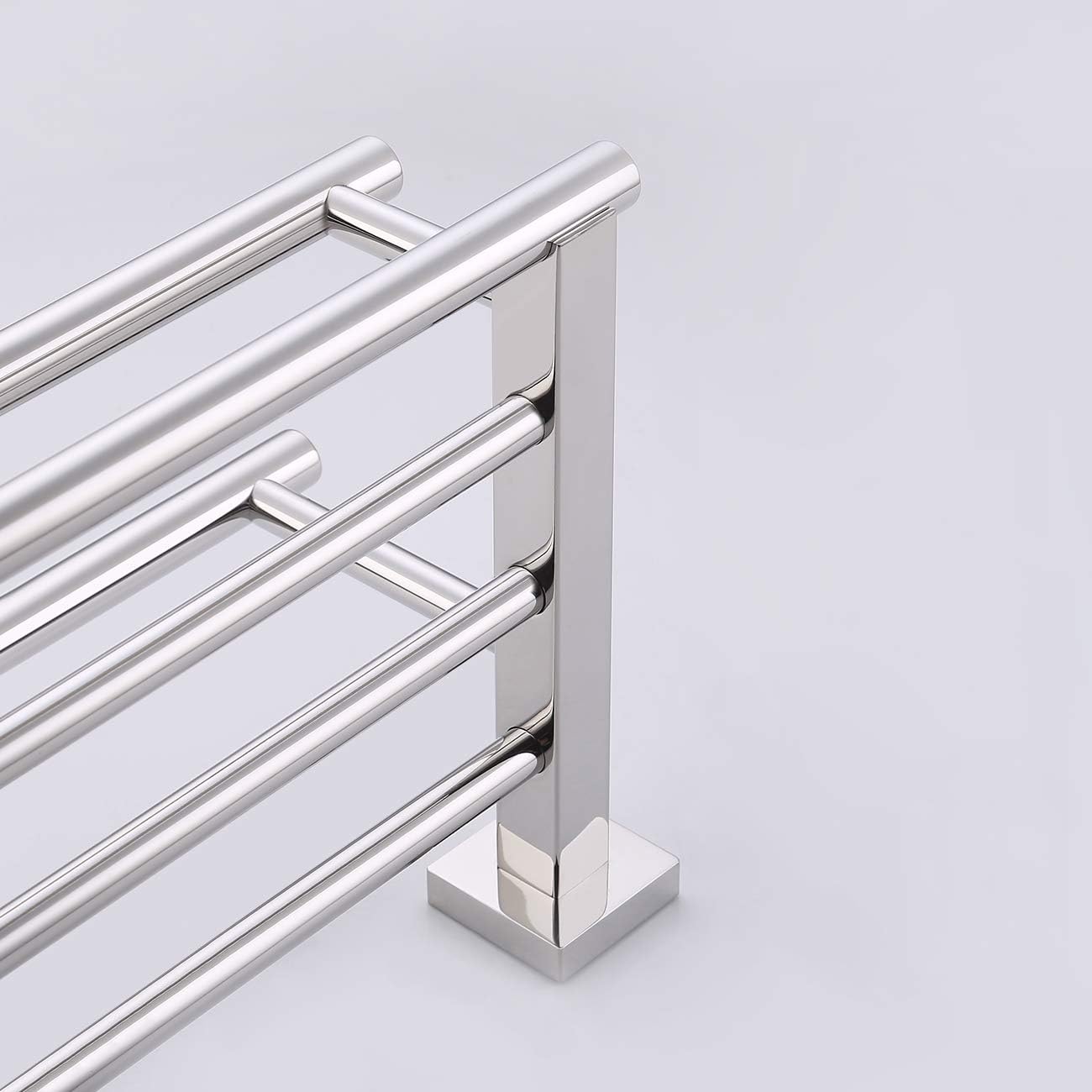 Estante con barras para toallas KES A2112, minimalista, de acero inoxidable, rack con dos ganchos para toallas, Acero inoxidable, Pulido, 24 –