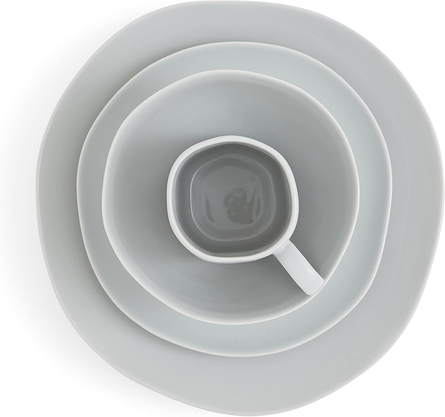 Portmeirion Sophie Conran Arbor – Juego de 4 piezas de gres con forma orgánica, servicio para 1, color gris paloma