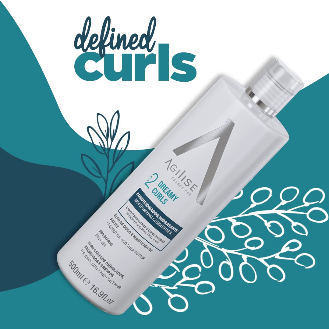 agilise – Acondicionador de cabello Dreamy Curls – Acondicionador de rizos para tratamiento de cuidado del cabello ondulado y enrollado – VEGANO,