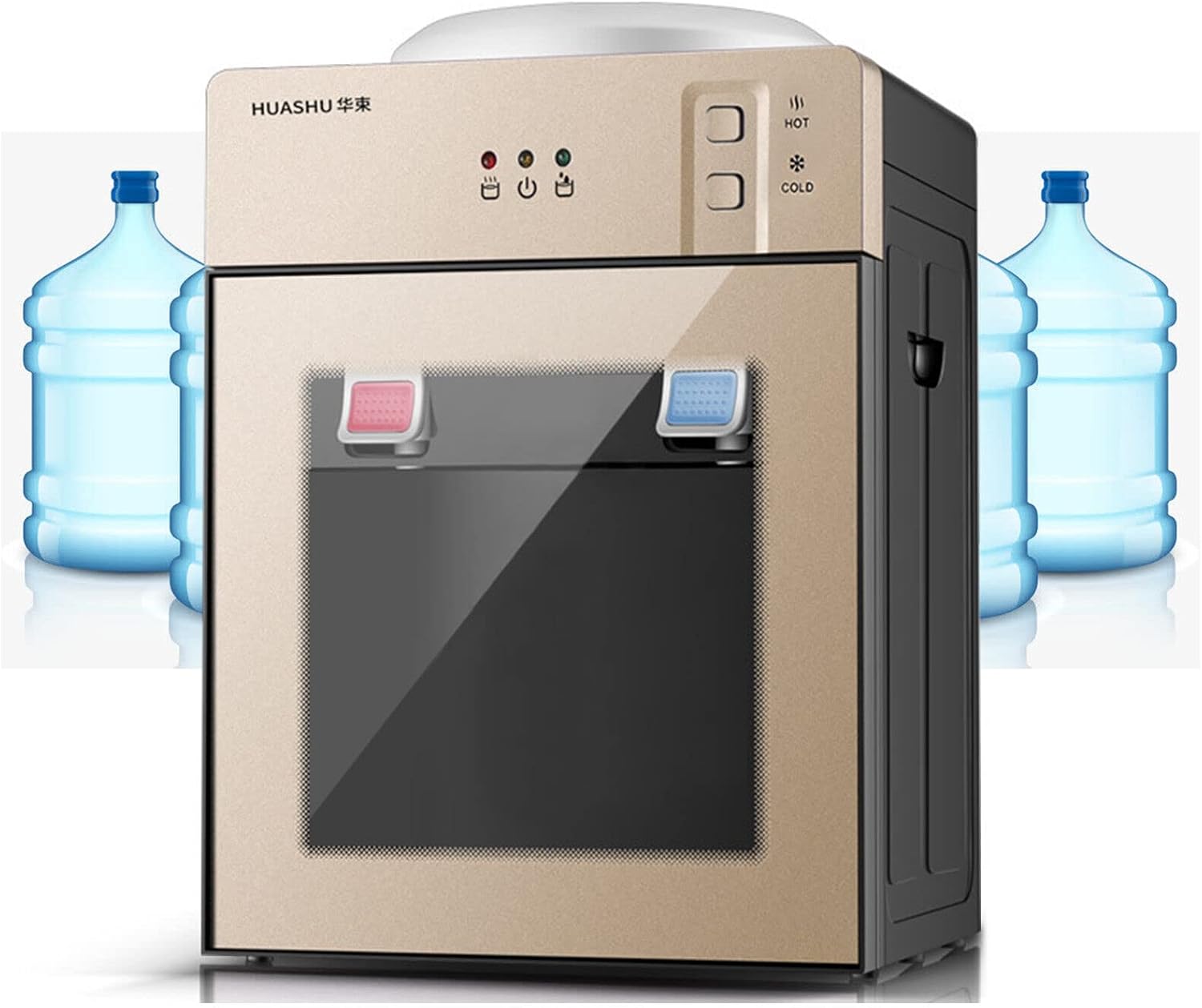 Dispensador de agua, 5 galones de carga superior, mini enfriador de agua para encimera, máquina eléctrica de mesa con agua calientefría