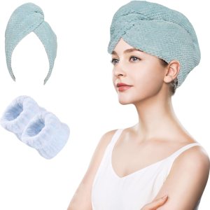 Ever Fairy Toalla de pelo de microfibra extra grande, turbante de secado rápido para mujeres, toalla de pelo antiencrespamiento para cabello rizado, Ever Fairy Toalla de pelo de microfibra extra grande, turbante de secado rápido para mujeres, toalla de pelo antiencrespamiento para cabello rizado,