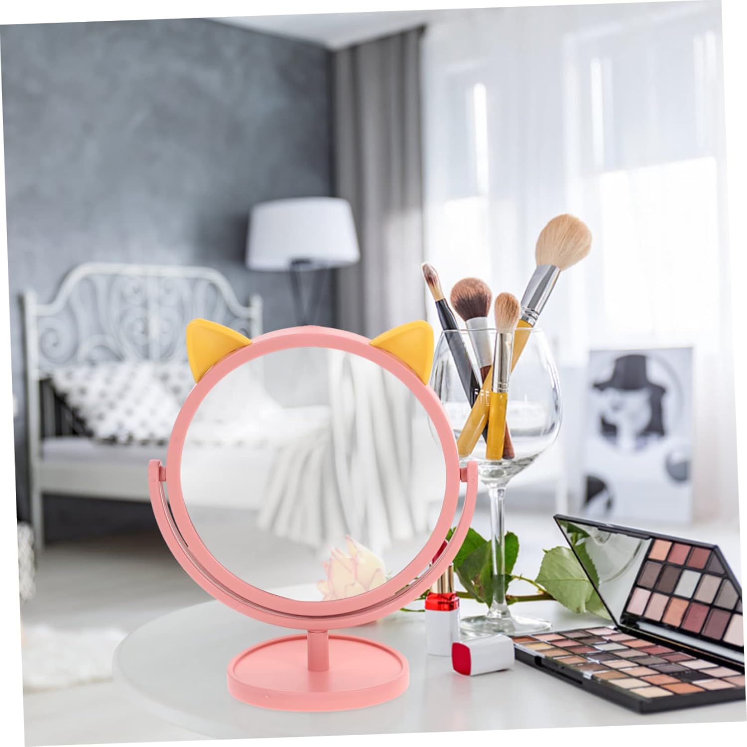 Beaupretty 2 piezas de espejo de tocador, bonito espejo estético para decoración de habitación, espejo para escritorio, espejo de hogar, espejo de