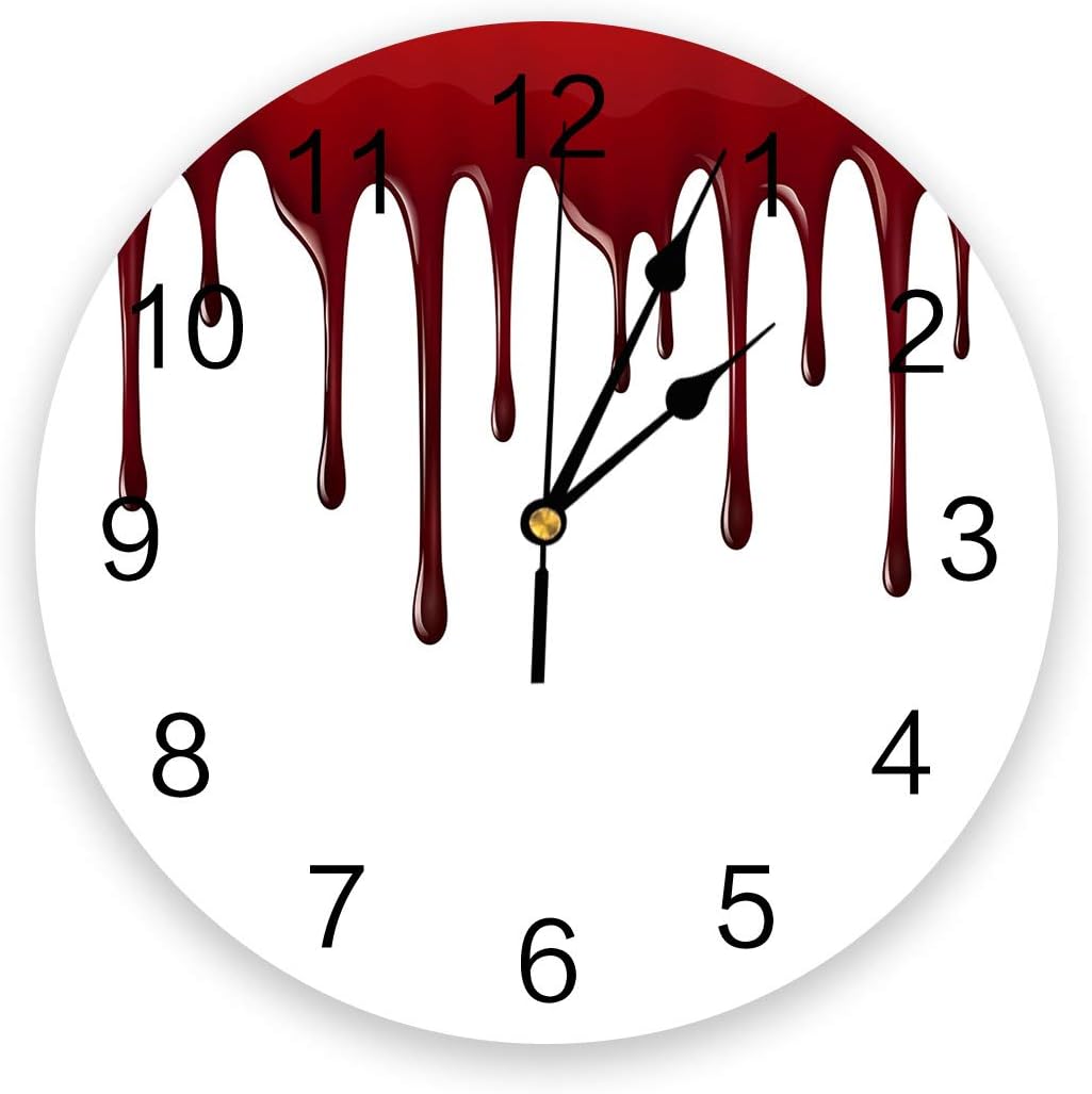 Reloj de pared silencioso sin tictac, decoración del hogar, de terror de Halloween, esfera de número de 10 pulgadas, funciona con pilas, movimiento