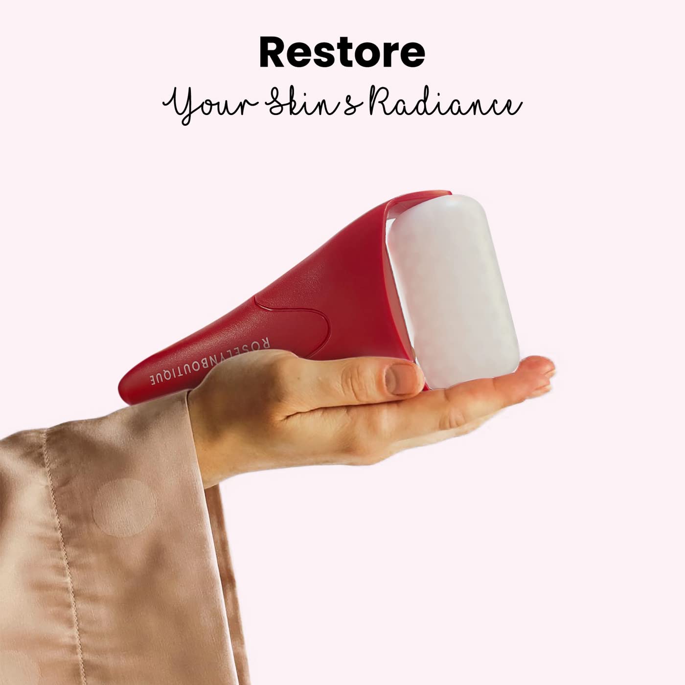 Rodillo de hielo para cuidado facial, rodillo de masaje facial crioterapia, reduce la hinchazón, alivio del dolor de migraña (rojo granate).