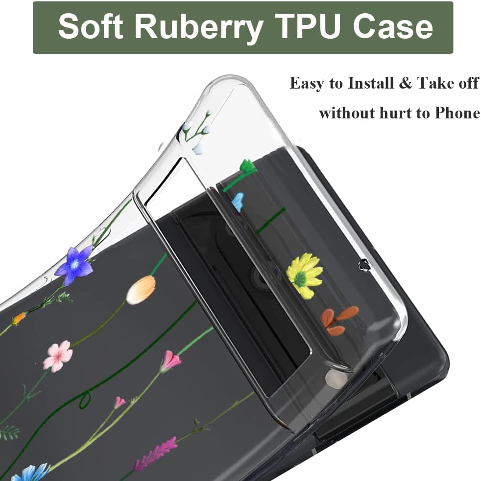 Unov Funda transparente compatible con Pixel 7a con diseño de TPU suave, absorción de golpes, diseño delgado en relieve, cubierta trasera protectora
