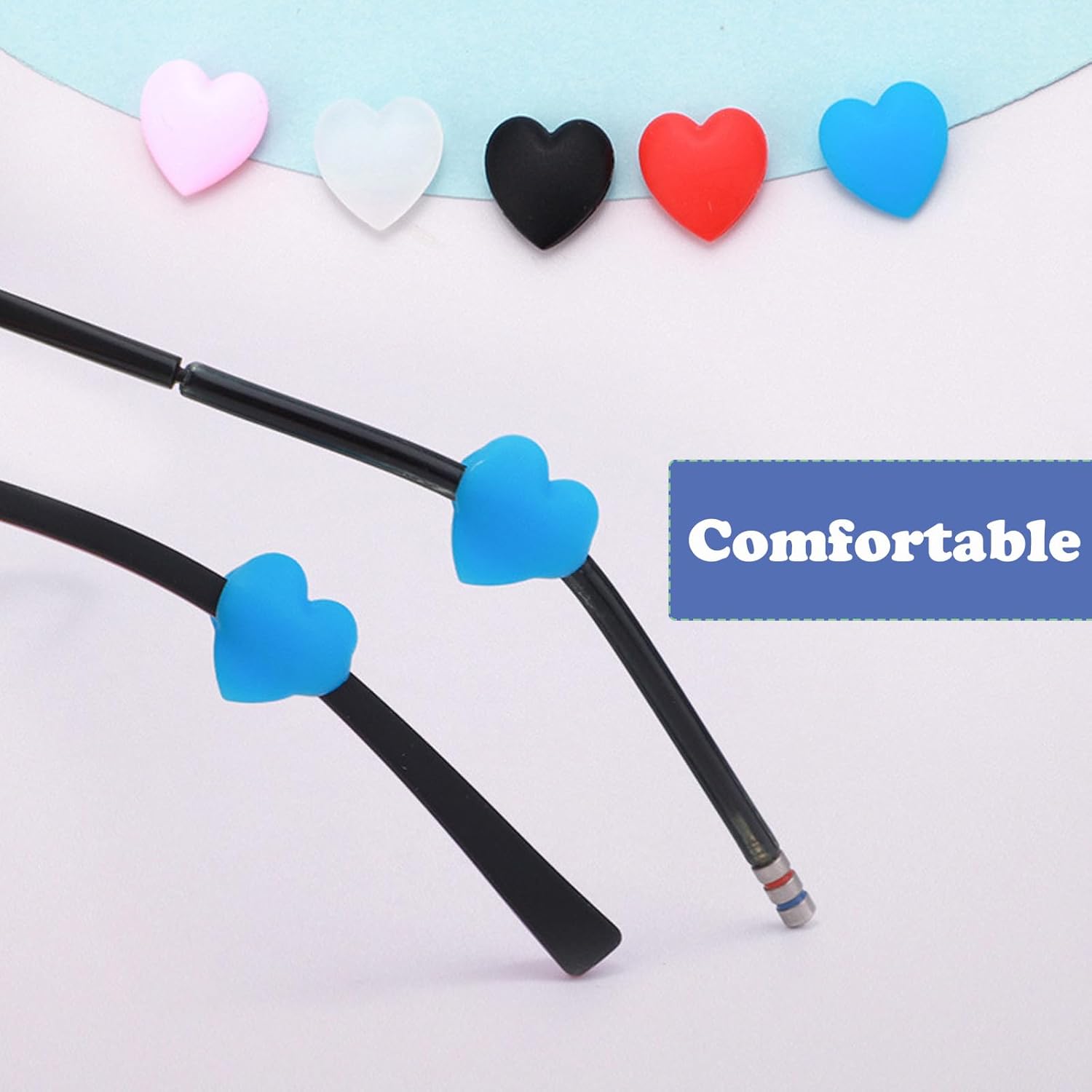 UPIONIC Puntas de extremo antideslizantes para gafas, funda de tubo de silicona, soporte para piezas de oído para gafas, retenedor de gafas, 10 pares