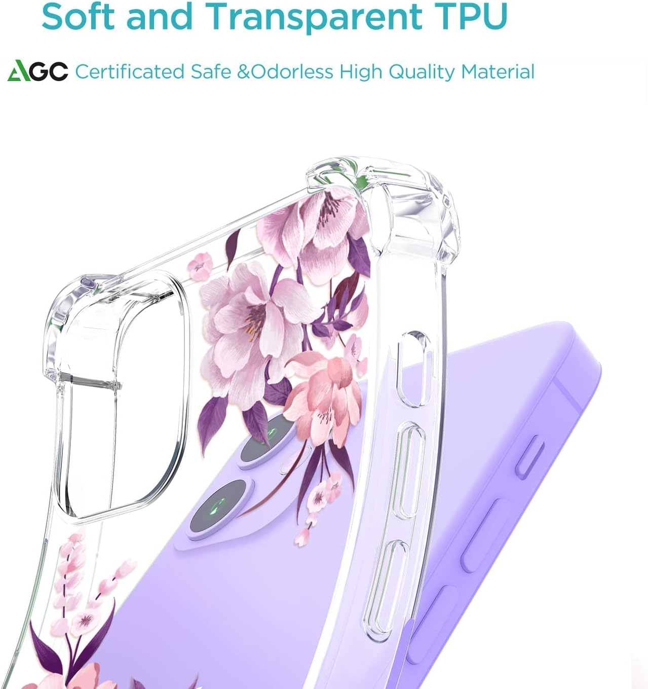 XEEUE Funda transparente con diseño floral compatible con iPhone 12 y iPhone 12 Pro de 6.1 pulgadas 2020 (con protector de pantalla), funda