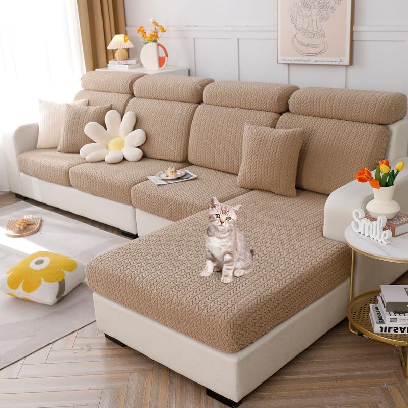 OKYUK Fundas elásticas para sofá, fundas de cojín para sofá o dormitorio, fundas antideslizantes en forma de L, funda para sofá diván, resistente al