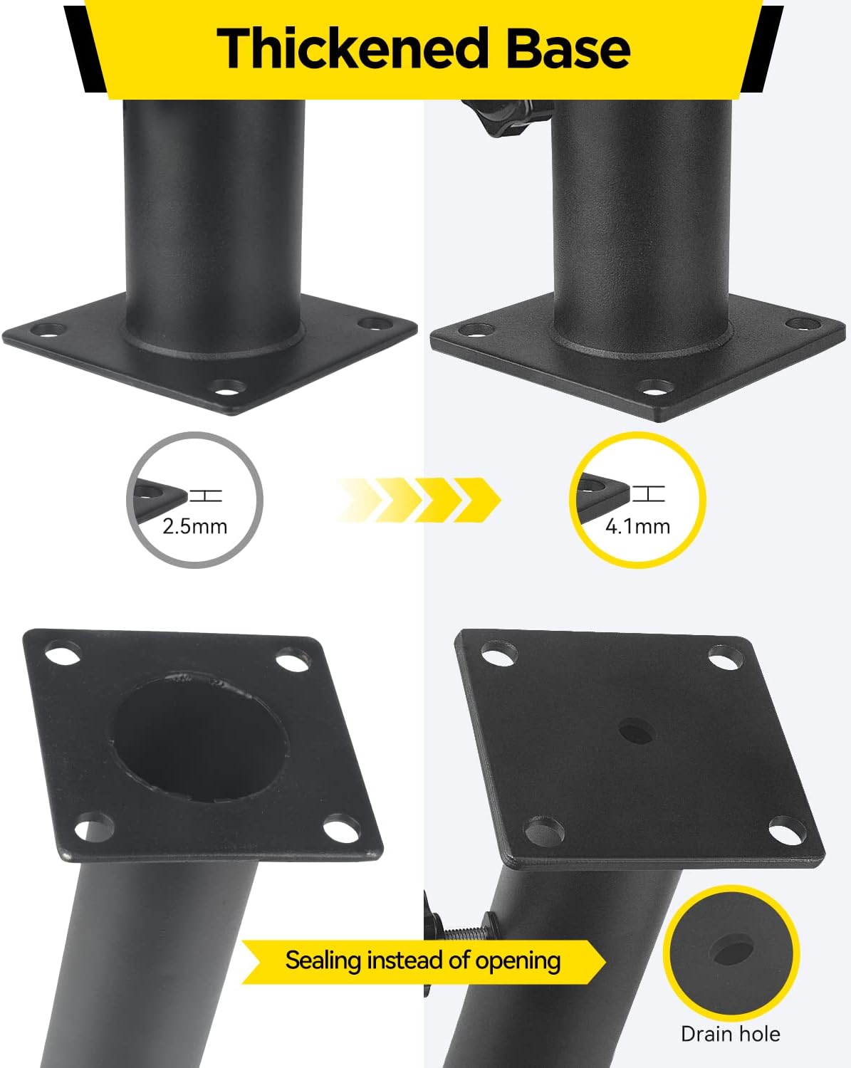 YINGDIKE Base de soporte para sombrilla de patio, soporte resistente para sombrilla para exteriores y abrazadera en cubiertas, soporte de sombrilla
