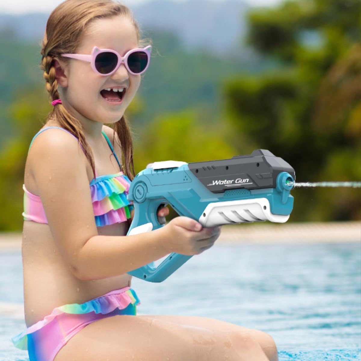 Pistola de agua eléctrica para adultos y niños, pistola de agua automática de hasta 32 pies, pistola de agua de 5.1 fl oz, disparo para niños y