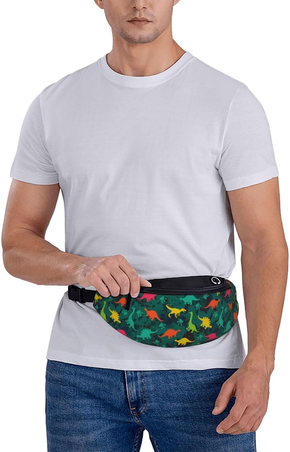 Riñonera casual de moda para hombres y mujeres, cinturón ajustable para viajes, senderismo, ciclismo, correr, festival, carnaval, Black6