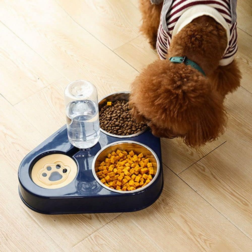 3 en 1 Acero inoxidable Pet Dog Feeder Bowl Alimentador automático para perros Alimentador de perros Alimentación de mascotas Acero inoxidable Jaula