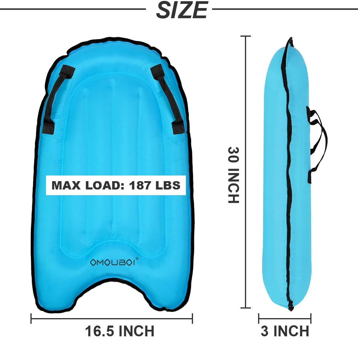 OMOUBOI Tabla de bodyboard inflable, tabla de cuerpo ligera, tabla de bodyboard suave, portátil, flotadores de 30 pulgadas, mini tablas de surf