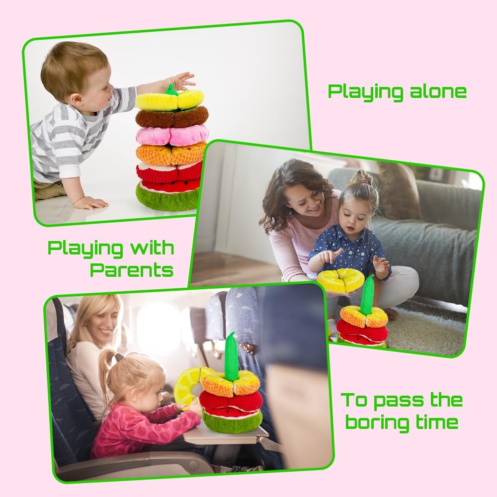 beetoy Juguetes apilables para bebés, actividades de aprendizaje preescolar para niños pequeños para aprender frutas, juguetes sensoriales de frutas