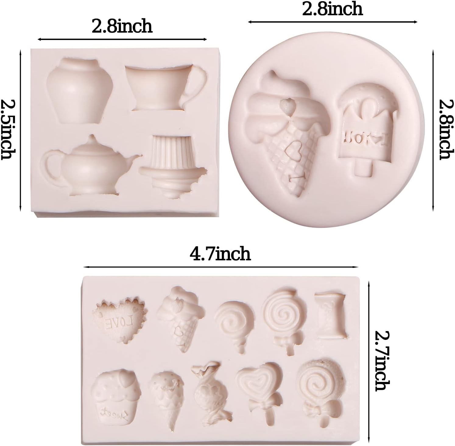 Molde de silicona para caramelos de piruleta, molde de chocolate para pastel de helado, tetera, fondant, moldes para hornear para decoración de