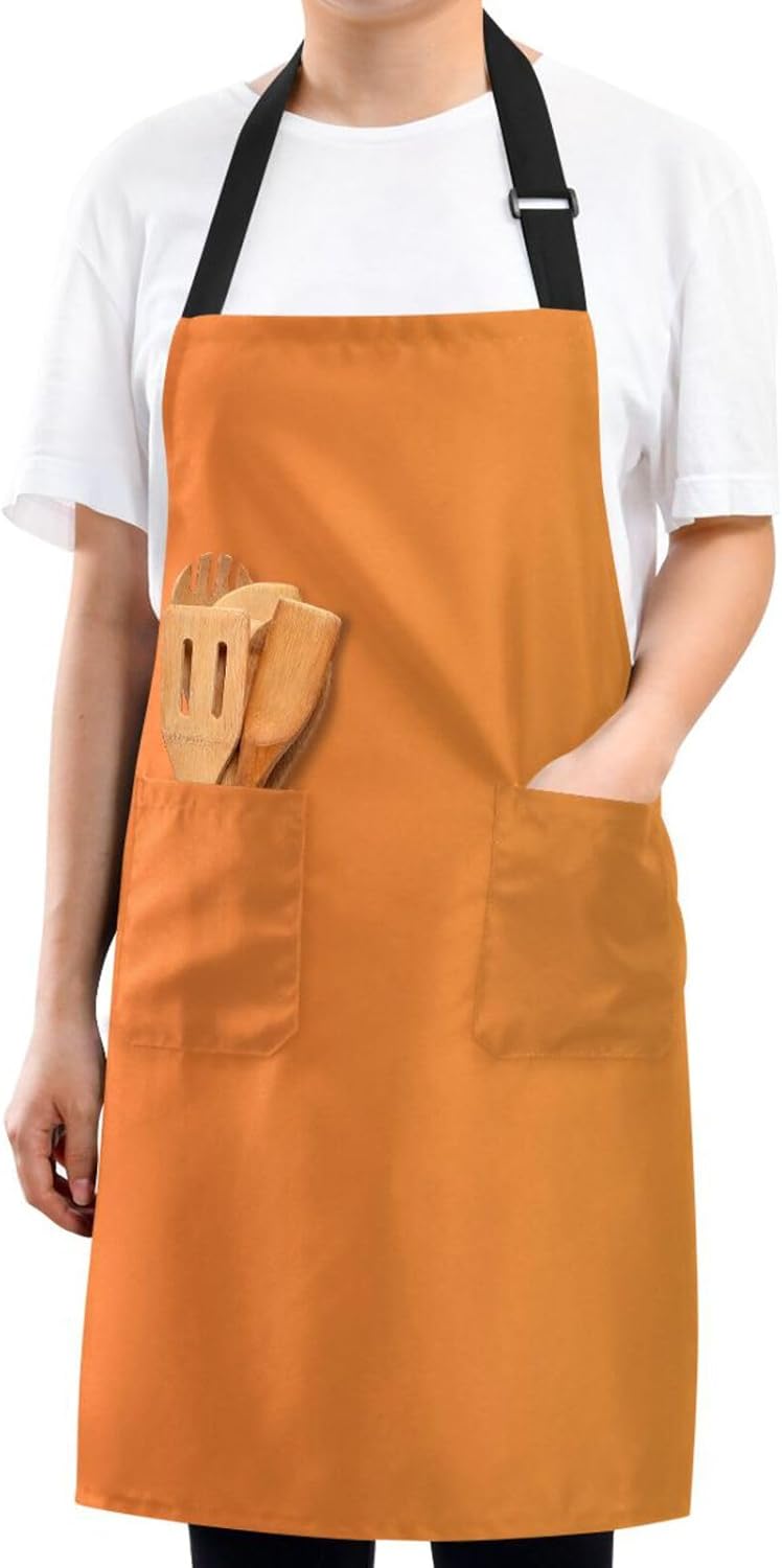 Delantal de chef naranja degradado para hombre, delantal de chef impermeable, delantal de zapatero de dos bolsillos, delantales para estilista