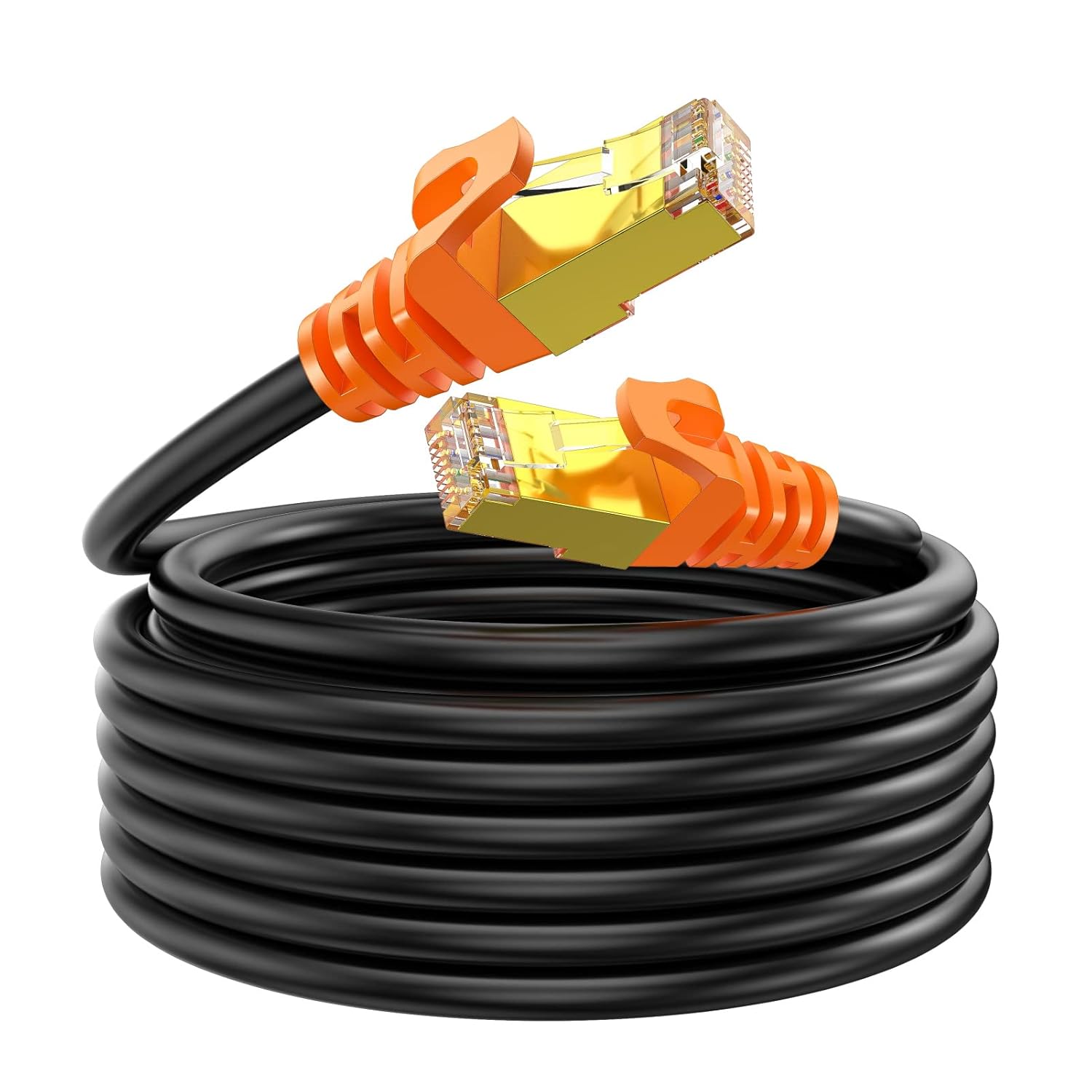 NC XQIN Cable Ethernet Cat 7 para exteriores de 250 pies, CAT 7, resistente y blindado, cable Ethernet impermeable para conmutador Ethernet, cámara