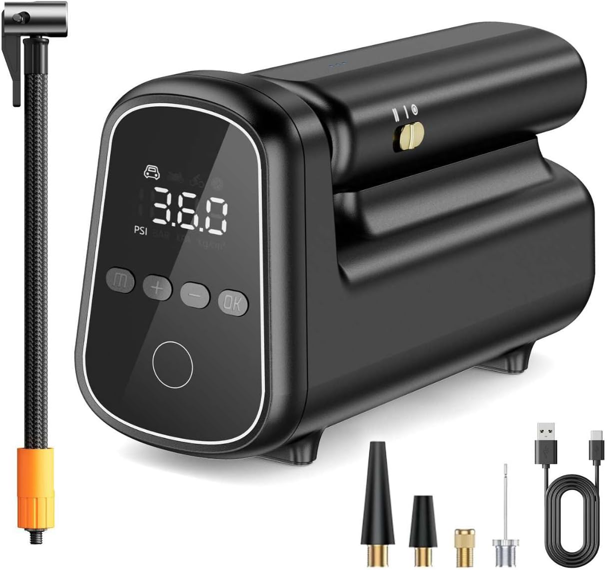 Inflador de neumáticos Bomba de aire portátil compresor eléctrico inalámbrico SOWINK 150 PSI actualizado 2024 7800mAh batería recargable, inflado