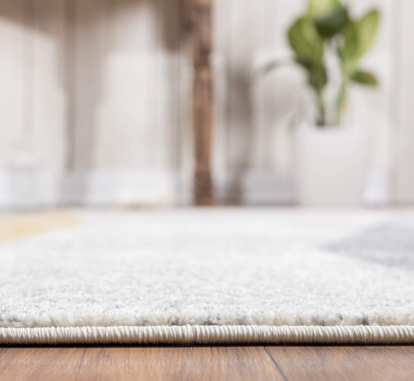 Abani Laguna Collection – Alfombra turca envejecida geométrica, color gris y amarillo, estilo moderno, 6 x 9 pies, alfombra decorativa