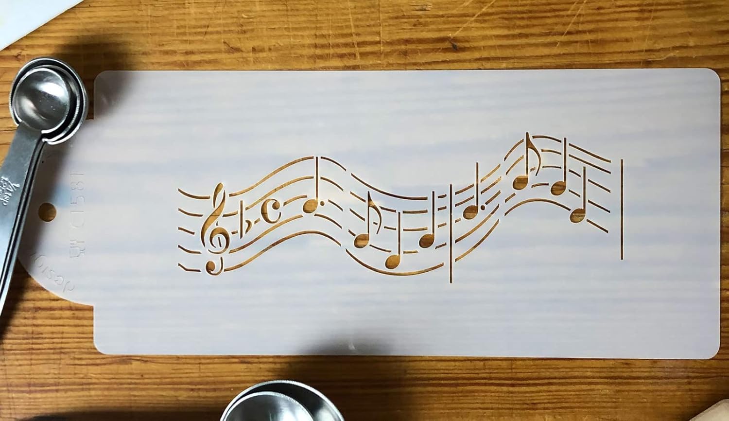 Designer Stencils C158t – Plantilla para pastel de notas musicales (versión corta), beigesemitransparente, 2.5 x 6 pulgadas