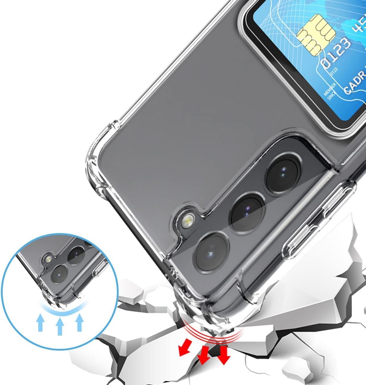Compatible with Samsung Galaxy A54 Case with Card Holder, Clear Card Slot case, Ultra-Thin, Soft, Shockproof, Credit Card Protective Cover