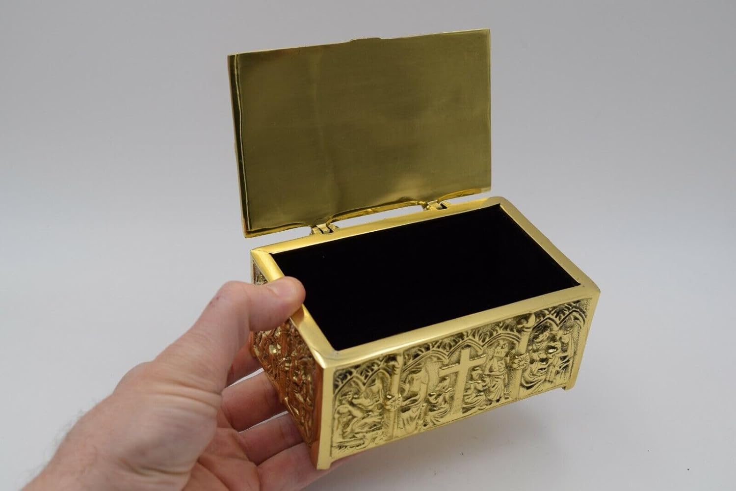 Caja dominante del tabernáculo de latón adornado, caja de reliquia del relicario, caja decorativa de la iglesia (CCG-816)