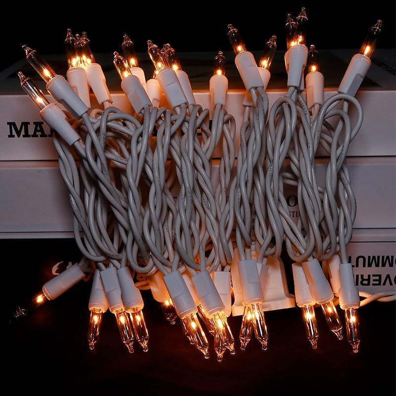 Luces de Navidad transparentes, 35 unidades, juego de mini luces incandescentes para decoración de interiores y exteriores, 8.5 pies de alambre