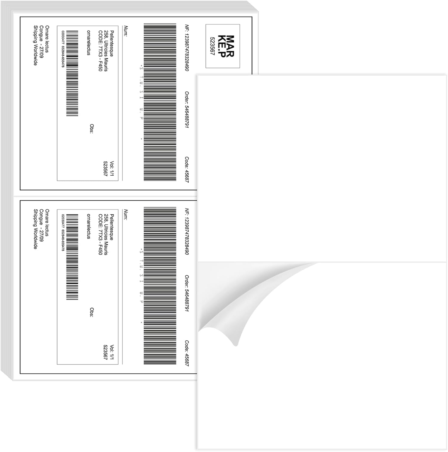 Etiquetas de envío de media hoja, 8000 unidades, etiquetas adhesivas permanentes de 8.5 x 5.5 pulgadas, etiquetas blancas de envío por Internet, 2