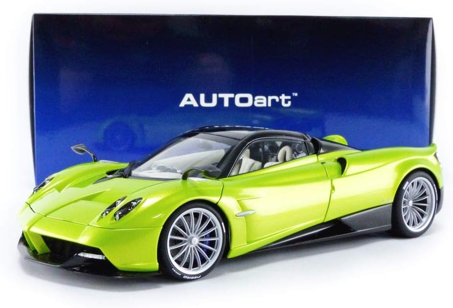 Pagani Huayra Roadster Verde Firenze Verde Metálico y Carbono con Equipaje Set 118 Modelo Coche por Autoart 78288