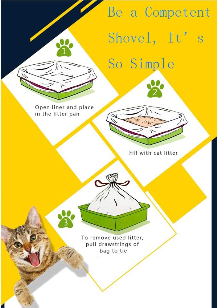 Revestimientos para arena para gatos, 21 forros resistentes para cajas de arena con cordón, bolsas extra jumbo, sin perfume, 45 x 18 pulgadas