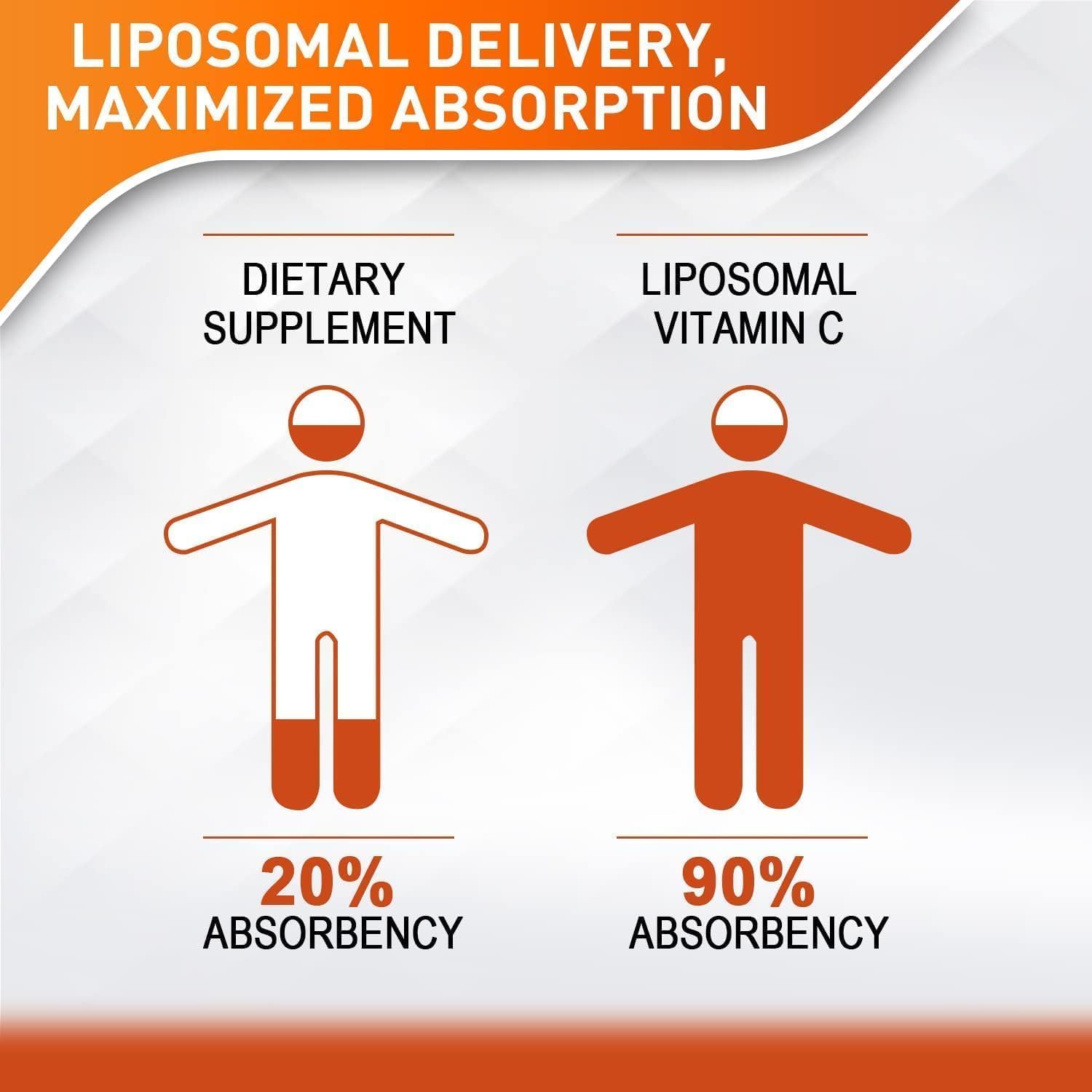 Líquido liposomal de vitamina C de 2000 mg para adultos, alta absorción VIT C, sistema inmunitario de mayor biodisponibilidad y apoyo antioxidante,