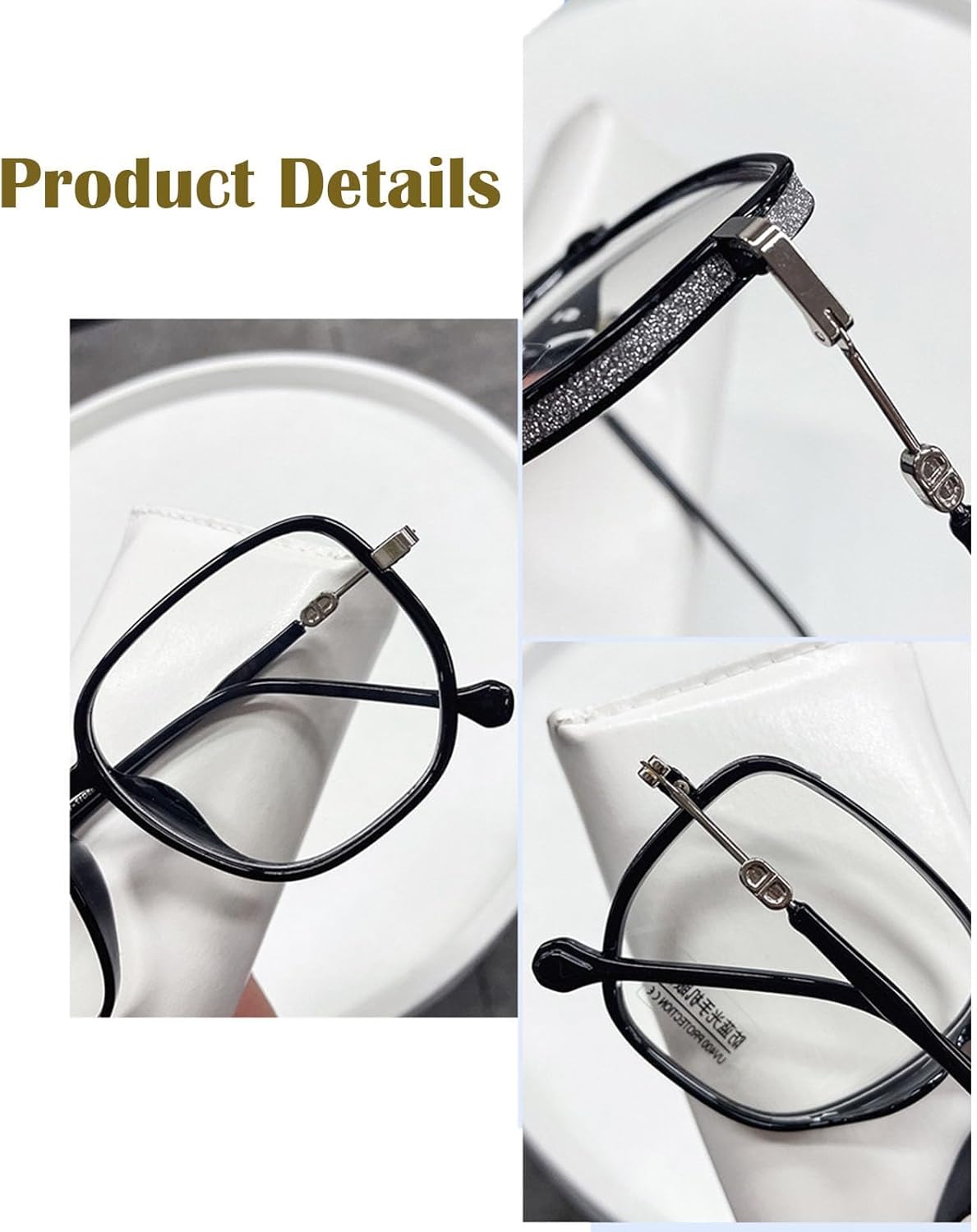 OSMARI Gafas de lectura con luz azul portátiles para mujer, lentes de lectura con diamantes sin montura para mujer, cuadrados