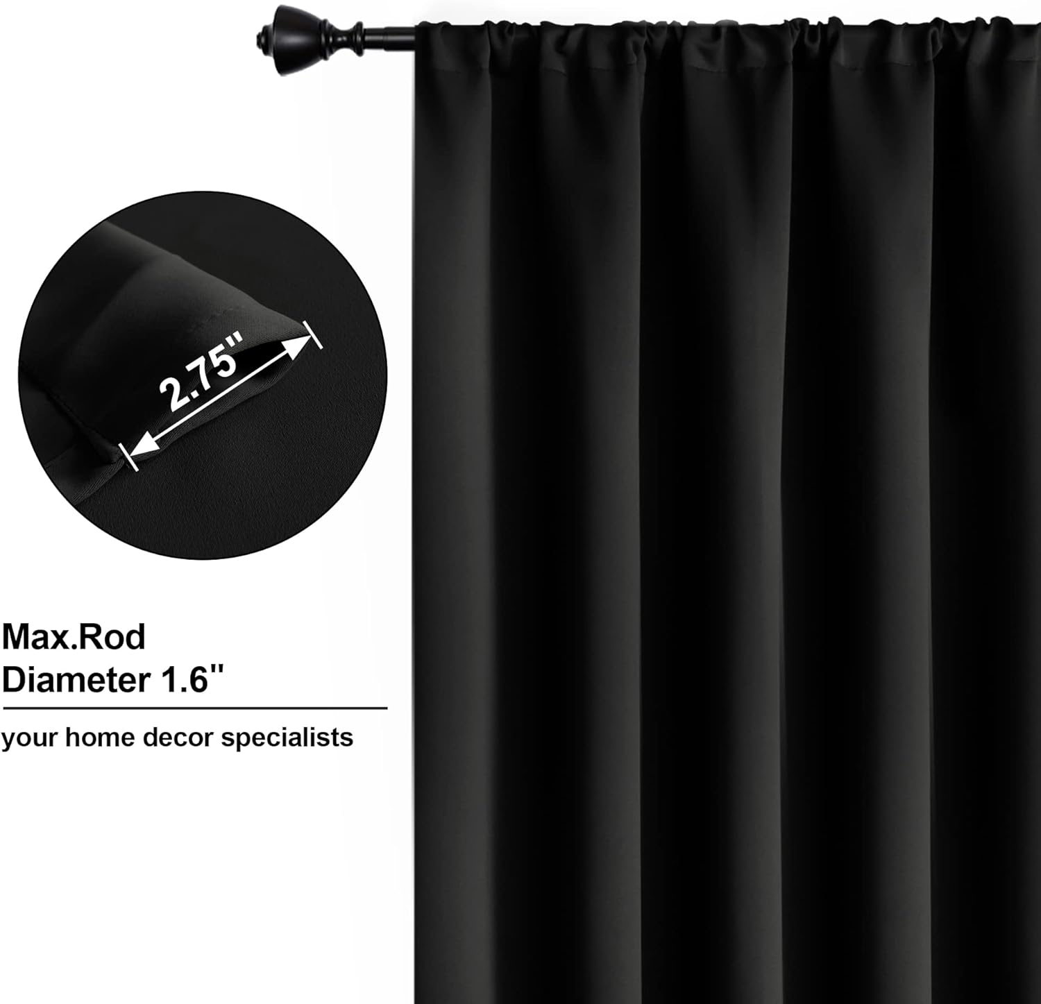WONTEX Cortinas opacas con bolsillo para cortinero para dormitorio, aislamiento térmico, ahorro de energía y reducción de ruido, paneles de cortina